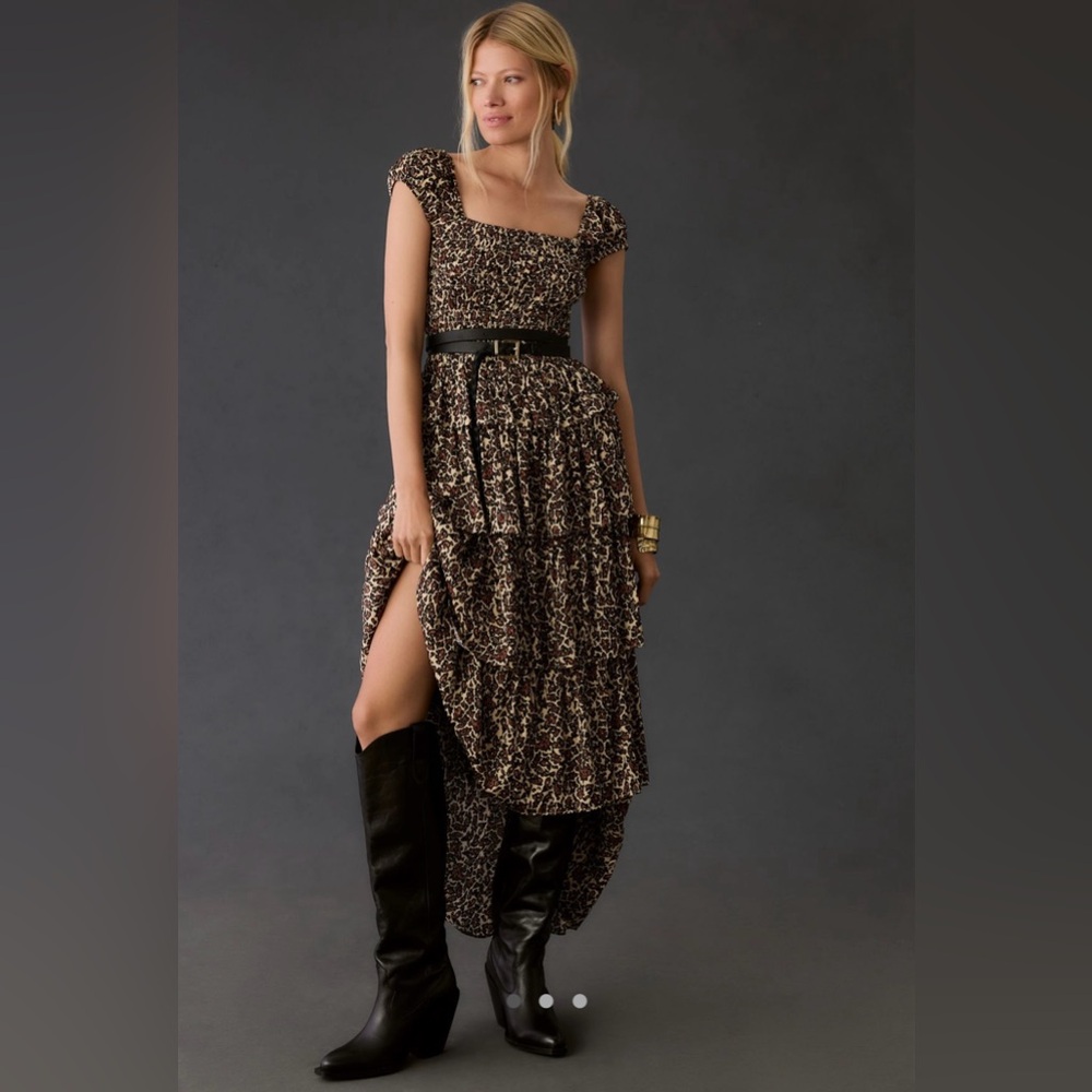 Ciao Lucia Catalina‎ Square Neck Tiered Maxi Dress Medium NWOT